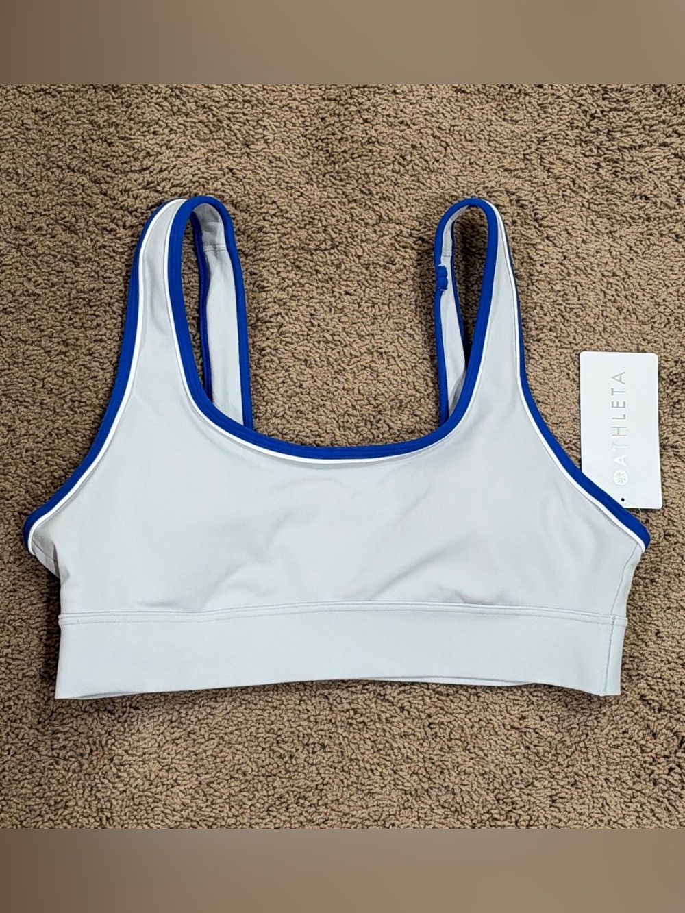 NWT Athleta Light Gray & Blue Bra Top